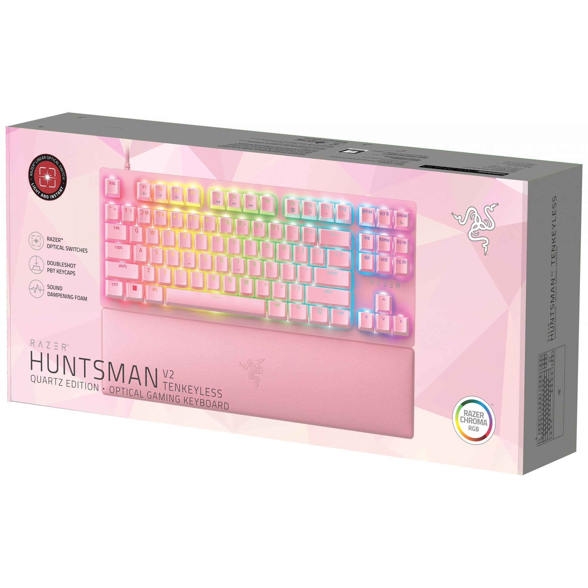 Razer Huntsman V2 TKL Quartz Gaming Toetsenbord Roze US Lay Out