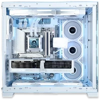 ALTERNATE gaming pc met glazen zijpaneel, witte watercooling en GeForce RTX videokaart