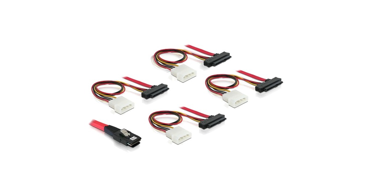 Mini SAS-kabel 50 Cm - SFF-8087 Naar 4x SFF-8482, 6 Gbps Per Kanaal, Voor Servers En Opslag