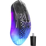 SteelSeries Aerox 3 Wireless Gen 2 Shadow gaming muis Zwart/transparant, 26.000 DPI | RGB | 2,4 GHz