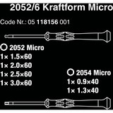 Wera 2052/6 Micro-schroevendraaierset + houder Zwart/groen, 6-delig