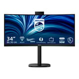 Philips 34B2U3600CH 34" Curved UltraWide monitor Zwart, 2x HDMI, DisplayPort, 3x USB-A, USB-B, USB-C, RJ-45