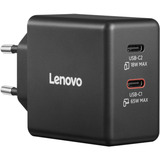 Lenovo 65W Dual USB-C GaN oplader Zwart, 2x USB-C, Power Delivery, met kabel