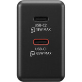 Lenovo 65W Dual USB-C GaN oplader Zwart, 2x USB-C, Power Delivery, met kabel