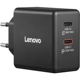 Lenovo Dual USB-C (65W) GaN oplader Zwart, 2x USB-C, Power Delivery