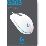 Logitech G203 LIGHTSYNC gaming muis Wit, 200 - 8000 dpi, RGB leds