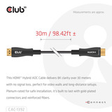 Club 3D HDMI hybride AOC kabel Zwart, 30 meter