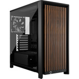 Corsair FRAME 4000D WOOD RS midi tower behuizing Zwart/houtkleur | 2x USB-A | 1x USB-C | RGB | Tempered Glass