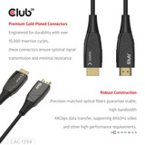 Club 3D HDMI Hybrid AOC Cable 8K60Hz/4K120Hz, 100 m kabel Zwart