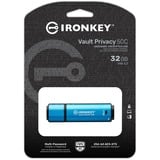 Kingston IronKey Vault Privacy 50 32 GB usb-stick Lichtblauw/zwart, USB-C 3.2 Gen 1