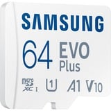 Samsung EVO Plus 64 GB microSDXC geheugenkaart Wit, U1, V10, A1, Incl. SD-Adapter