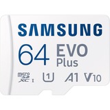 Samsung EVO Plus 64 GB microSDXC geheugenkaart Wit, U1, V10, A1, Incl. SD-Adapter