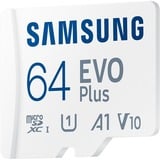 Samsung EVO Plus 64 GB microSDXC geheugenkaart Wit, U1, V10, A1, Incl. SD-Adapter