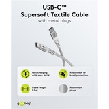 goobay Supersoft USB-C kabel Wit, 1 meter