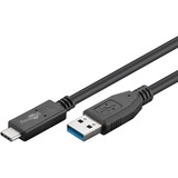 goobay USB-A 3.2 Gen 2 > USB-C kabel Zwart, 1 meter