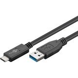 goobay USB-A naar USB-C 3.2 Gen 2 kabel Zwart, 1 meter