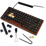 Sharkoon SKILLER SGK50 S3 Wood PBT RGB mechanisch gaming toetsenbord Houtkleur, BE lay-out (AZERTY), Gateron G Pro 3.0 Yellow, 75%, Hot-swappable