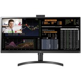 LG UltraWide 34BQ77QC-B 34" Curved monitor Zwart, 2x HDMI, 1x DP, USB-A, USB-C, HDR10, LAN, webcam, microfoon