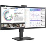 LG UltraWide 34BQ77QC-B 34" Curved monitor Zwart, 2x HDMI, 1x DP, USB-A, USB-C, HDR10, LAN, webcam, microfoon