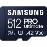 SAMSUNG PRO Ultimate 512 GB microSDXC geheugenkaart Blauw, UHS-I U3, Class 3, V30, Incl. SD-Adapter