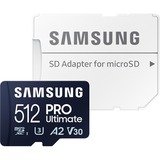 SAMSUNG PRO Ultimate 512 GB microSDXC geheugenkaart Blauw, UHS-I U3, Class 3, V30, Incl. SD-Adapter