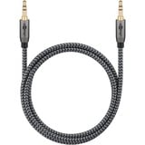 goobay Plus Audio 3,5 mm aux stereoverbindingskabel Zwart/zilver, 3 meter