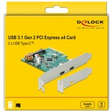 DeLOCK PCIe x4 naar 2x externe USB-C 3.2 Gen 2 usb-controller 