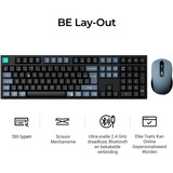 Keychron B36 toetsenbord + BM25 muis draadloze desktopset Zwart, BE lay-out (AZERTY), Scissor switches, 100%, Bluetooth, 2.4GHz