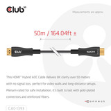 Club 3D HDMI Hybrid AOC kabel 8K60Hz/4K120Hz 50m Zwart