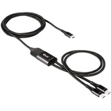 Club 3D USB-C naar 2x USB-C splitterkabel Zwart, 1,83 meter, Max. 100 W