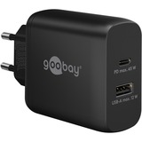 goobay 45W GaN USB-C PD Dual Fast Charger Zwart