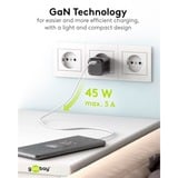 goobay 45W GaN USB-C PD Multiport Quick Charger Nano  Zwart