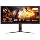 AOC  34" Curved UltraWide gaming monitor Zwart (mat)