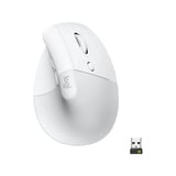 Logitech Lift Vertical Ergonomische Muis - Rechtshandig Wit/lichtgrijs, 4000 dpi, Bluetooth