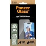 PanzerGlass iPhone 16 - Ultra-Wide Fit beschermfolie Transparant/zwart