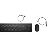 HP 320MK muis en toetsenbord met kabel desktopset Zwart, BE lay-out (AZERTY), 100%