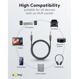 goobay Plus Audio 3,5 mm aux stereoverbindingskabel Zwart/zilver, 5 meter