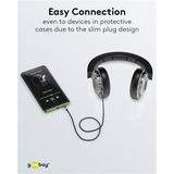 goobay Plus Audio 3,5 mm aux stereoverbindingskabel Zwart/zilver, 5 meter