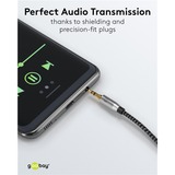 goobay Plus Audio 3,5 mm aux stereoverbindingskabel Zwart/zilver, 5 meter