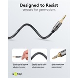 goobay Plus Audio 3,5 mm aux stereoverbindingskabel Zwart/zilver, 5 meter