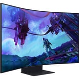 Samsung Odyssey Ark G97NC 55" 4K UHD curved gaming monitor Zwart, 3x HDMI, DisplayPort, 2x USB-A, 2x USB-B, 2x USB-C, Wi-Fi 5, BT, RJ-45, 165 Hz