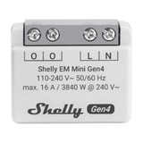 Shelly EM Mini Gen4 energiebesparing Grijs, Wi-Fi, Bluetooth, Zigbee