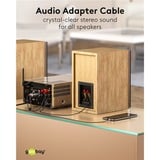 goobay Plus 3,5 mm jack naar 2x stereo RCA (Tulp) adapterkabel Zwart/zilver, 1 meter