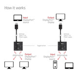 Club 3D 2-in-1 bidirectionele DisplayPort switch Zwart, 8K