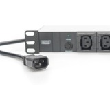 Digitus 19" contactdoosstrook C13 met aluminium profiel 1HE, 10-voudig Zwart/aluminium