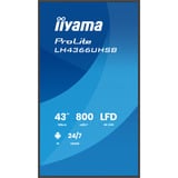 iiyama ProLite LH4366UHSB-B1AG 43" 4K Ultra HD Public Display Zwart, HDMI, USB-C, LAN, WiFi, Audio, Android
