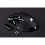 Corsair IRONCLAW RGB WIRELESS Gaming Mouse Zwart, 100 - 18,000 dpi, Bluetooth + LE, RGB leds