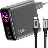 Sitecom 140W GaN Power Delivery oplader met led-scherm Zwart, 2x USB-C, 1x USB-A, 2 meter