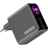 Sitecom 140W GaN Power Delivery oplader met led-scherm Zwart, 2x USB-C, 1x USB-A, 2 meter