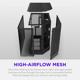 NZXT H6 midi tower behuizing Zwart | 2x USB-A | 1x USB-C | Tempered Glass